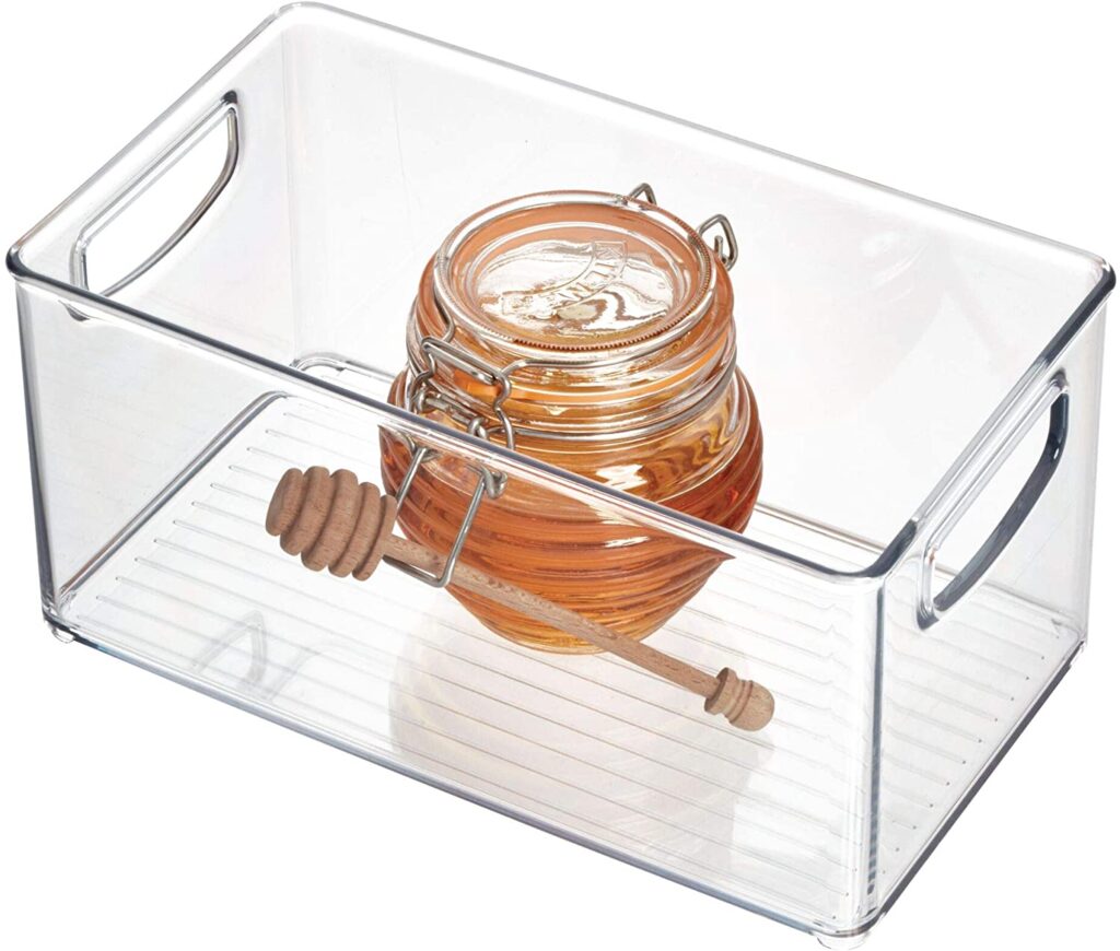 iDesign Plastic Storage Bin with Handles for Kitchen, Fridge, Freezer