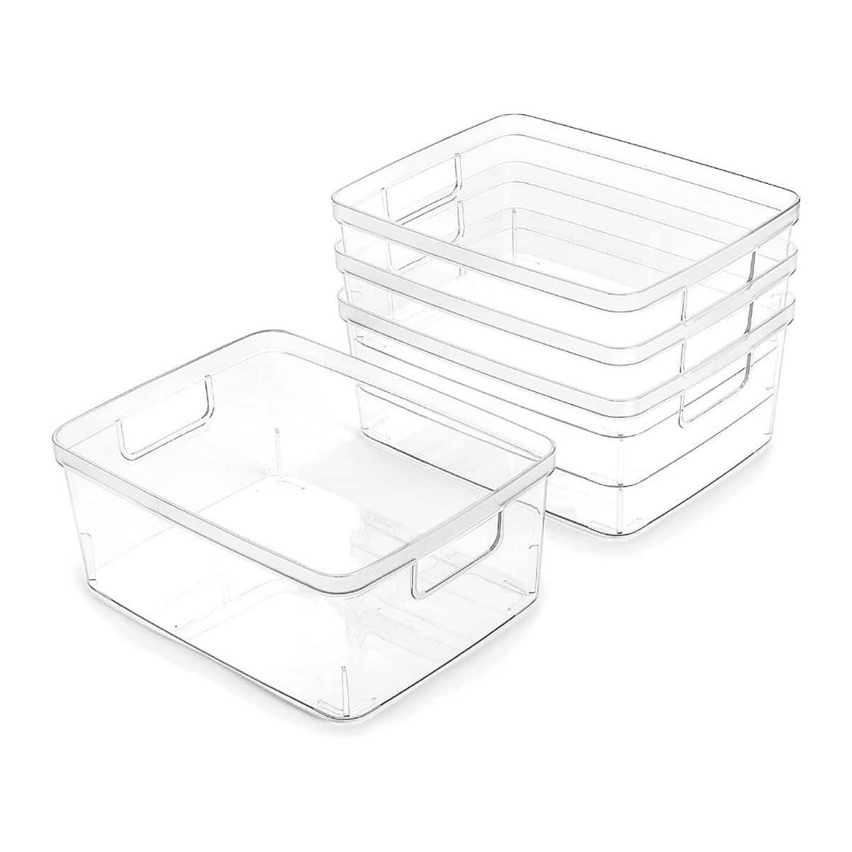 BINO | Plastic Storage Bins, Small - 4 Pack | THE LUCID COLLECTION |  Multi-Use Organizer Bins | Built-In Handles | BPA-Free | Pantry  Organization 