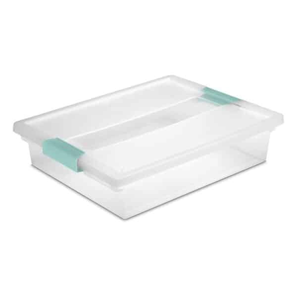 Sterilite 19638606 Large Clip Box, Clear with Blue Aquarium Latches, 6-Pack