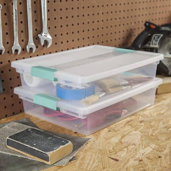 Sterilite 19638606 Large Clip Box, Clear with Blue Aquarium Latches, 6-Pack - Image 7
