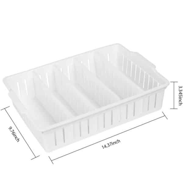 Lid Organizer for Food Storage Container, Bawuie Plastic Lid Holder with 4 Adjustable Dividers for Kitchen Pantry Cabinet and Drawer, Countertop Cupboard Lid Organization, Large, White - Image 2