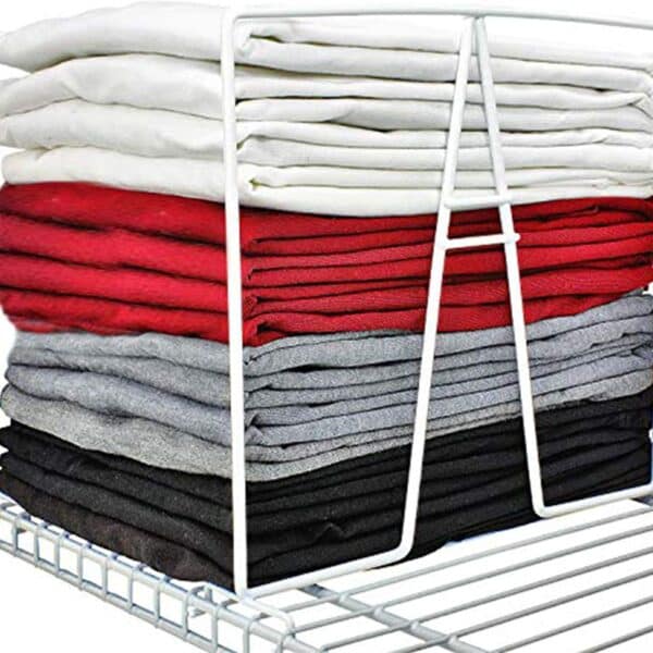 TitanSecure White Wire Shelf Dividers for Closets - Sturdiest Closet Organizer Takes Seconds to Install. Organize Your Bedroom, Bathroom and Much More - Works on Most 12 Inch Wire Shelves (Set of 8)