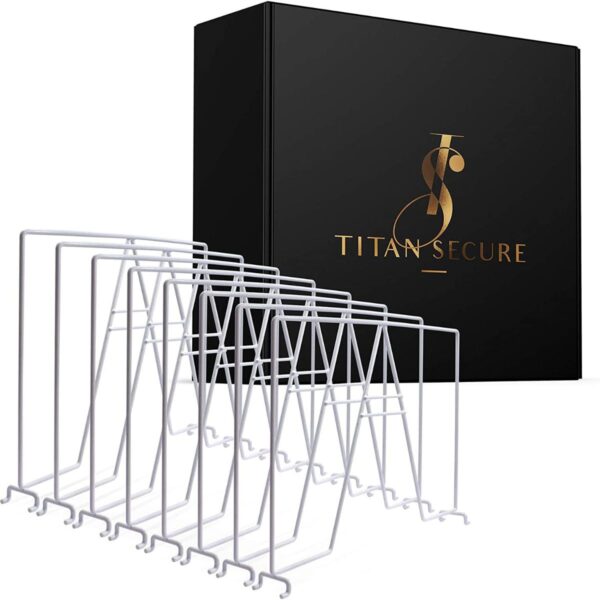 TitanSecure White Wire Shelf Dividers for Closets - Sturdiest Closet Organizer Takes Seconds to Install. Organize Your Bedroom, Bathroom and Much More - Works on Most 12 Inch Wire Shelves (Set of 8) - Image 6