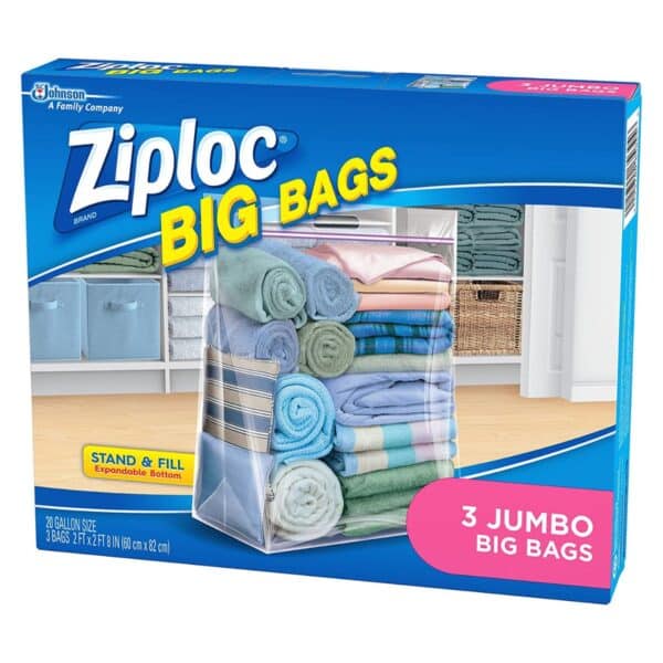 Ziploc Big Bags Clothes and Blanket Storage Bags for Closet Organization, Protects from Moisture, Jumbo, 3 Count - Image 2